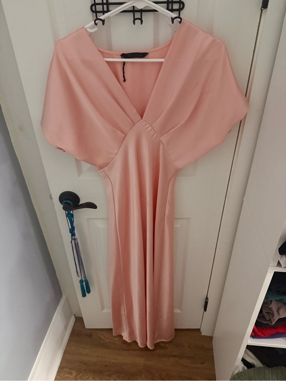 Elegant Pink Satin V-Neck Maxi Dress